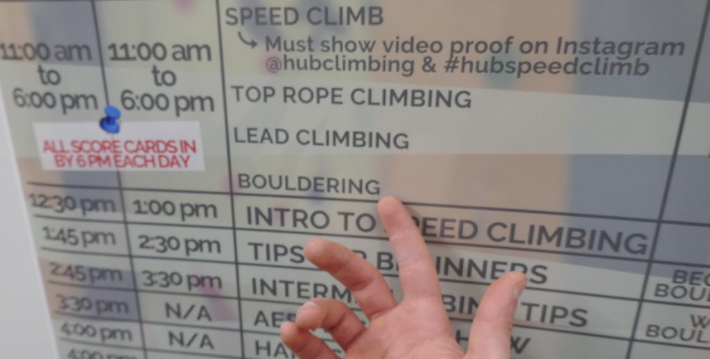 climbing events on the day of the Grand Opening Party